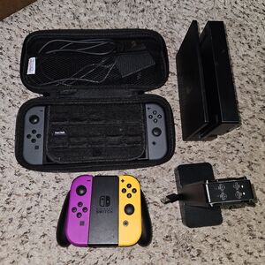 Original Nintendo Switch Console Lot | Joy Cons Case SD Card And More